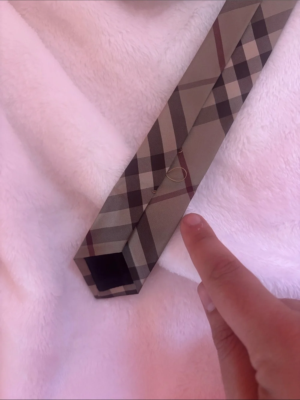 Burberry Kids Plaid Tie in Beige, Brown, Black